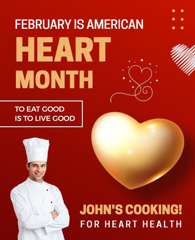 Heart Health Cooking Month Celebration Flyer Template