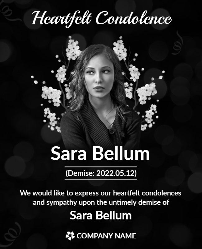 Heartfelt Condolence and Remembrance Flyer Template