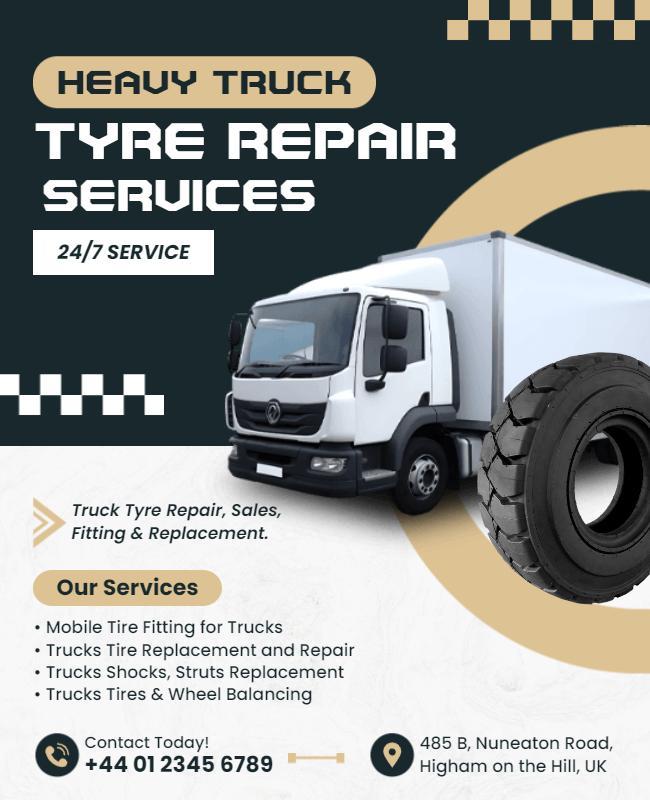 Heavy Truck Tyre Repair Services Flyer Template