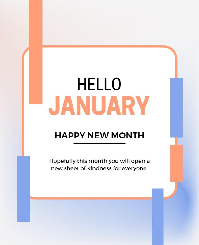 Hello January New Month Celebration Flyer Template