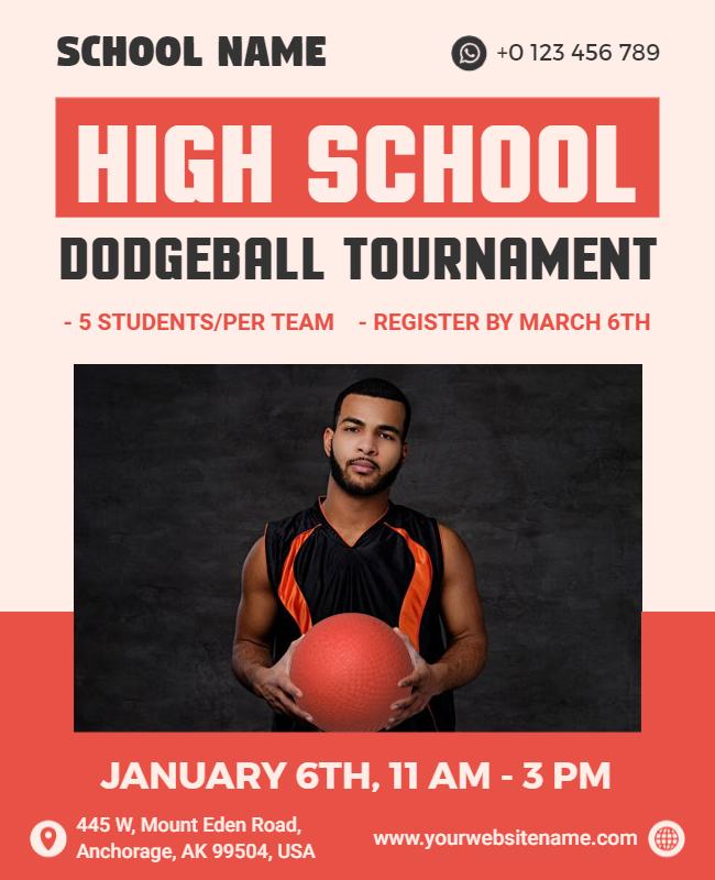 High School Dodgeball Tournament Event Flyer Template