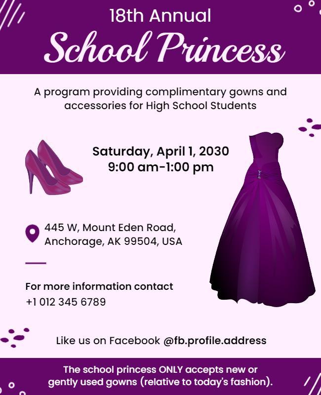 High School Prom Dress Giveaway Flyer Template