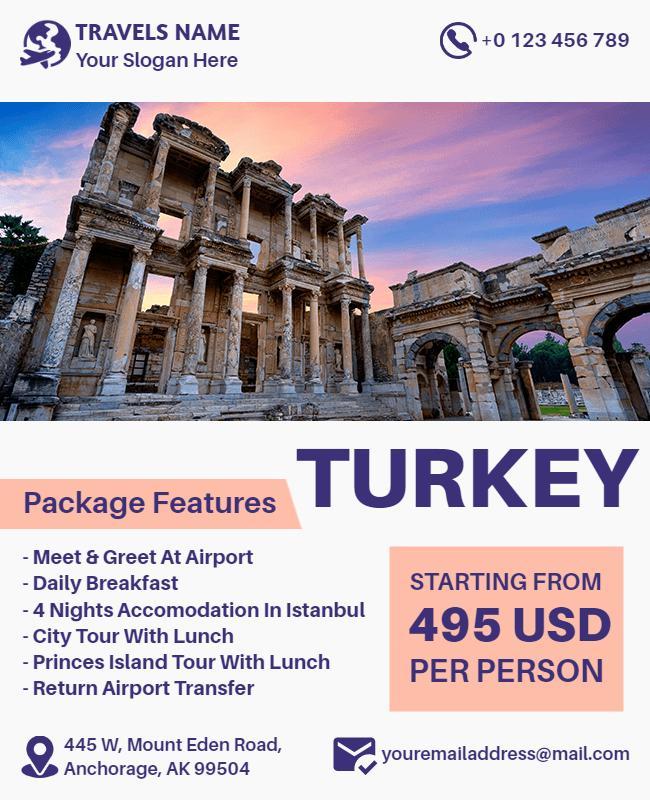 Historical Turkey Travel Package Flyer Template