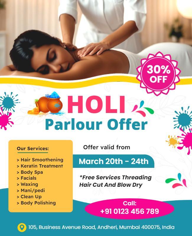 Holi Beauty Parlour Offer Flyer Template