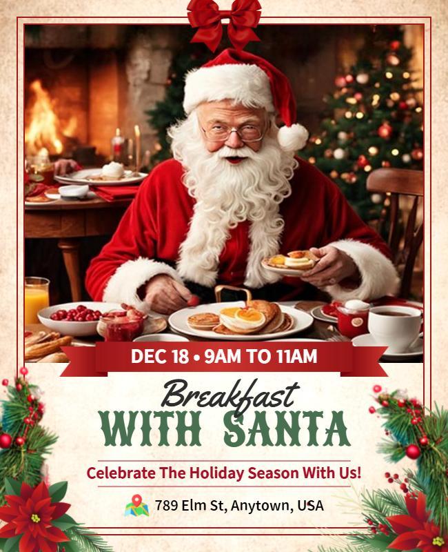 Holiday Breakfast with Santa Event Flyer Template