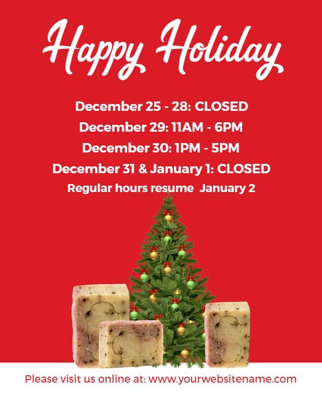 Holiday Closing Hours Announcement Flyer Template