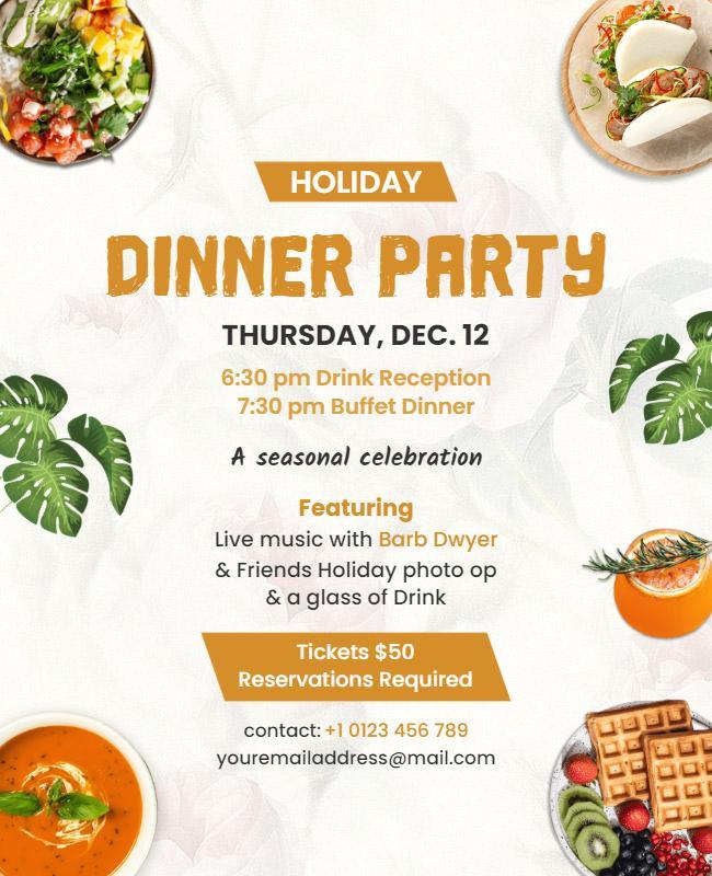 Holiday Dinner Party Celebration Flyer Template