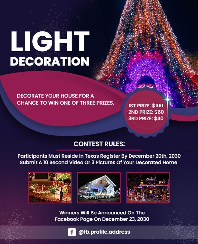 Holiday Light Decoration Contest Flyer Template