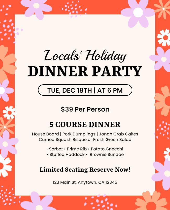 Holiday Themed Dinner Party Event Flyer Template