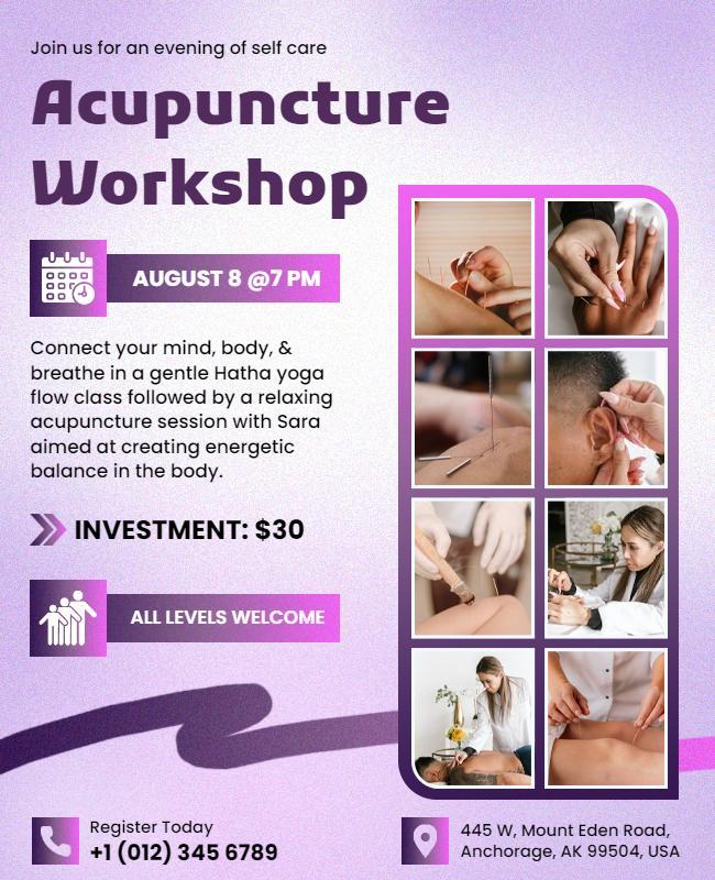 Holistic Acupuncture and Yoga Workshop Flyer Template