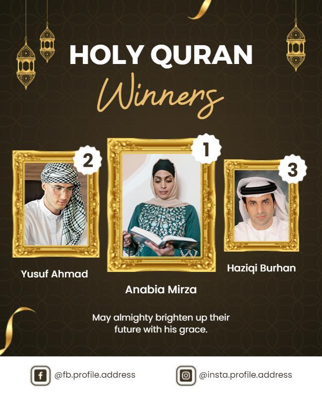 Holy Quran Recitation Winners Announcement Flyer Template