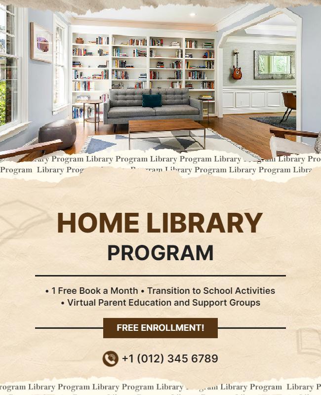 Home Library Program Enrollment Flyer Template