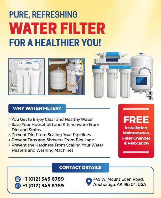 Home Water Purification System Promotional Flyer Template