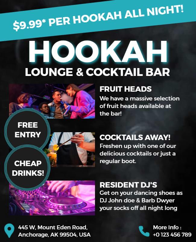 Hookah Lounge and Cocktail Bar Event Flyer Template