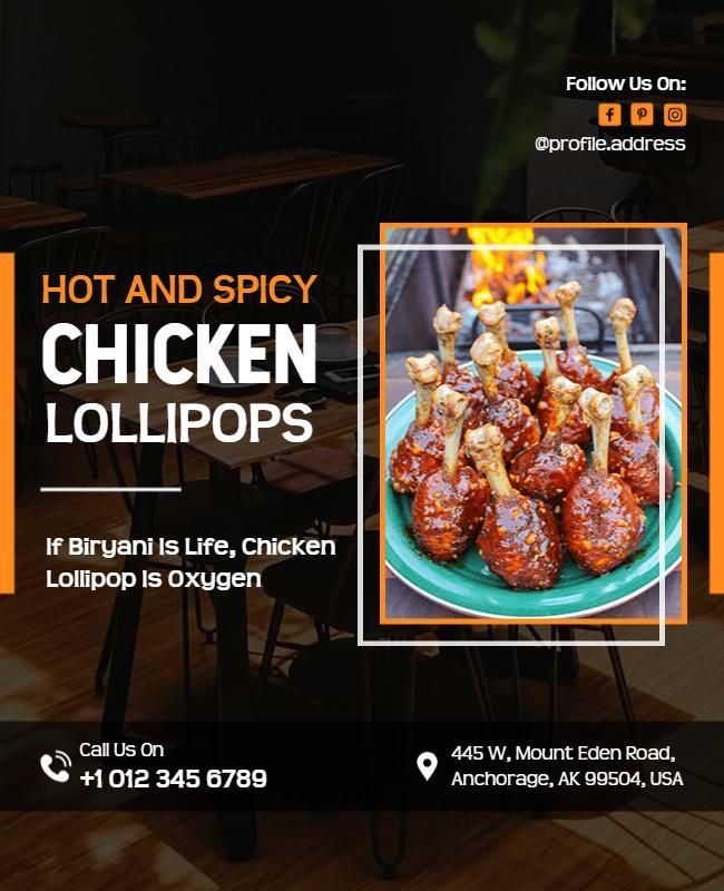 Hot and Spicy Chicken Lollipop Promotion Flyer Template