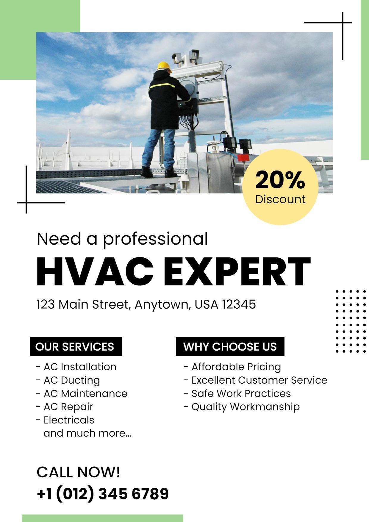 Hvac Services Promotional Discount A4 Flyer Template