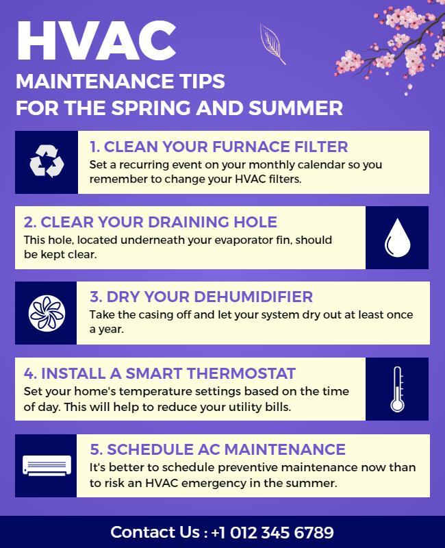 Hvac Spring and Summer Maintenance Tips Flyer Template