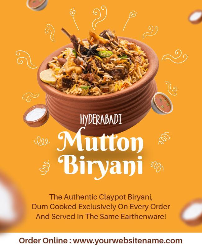 Hyderabadi Mutton Biryani Promotion Flyer Template