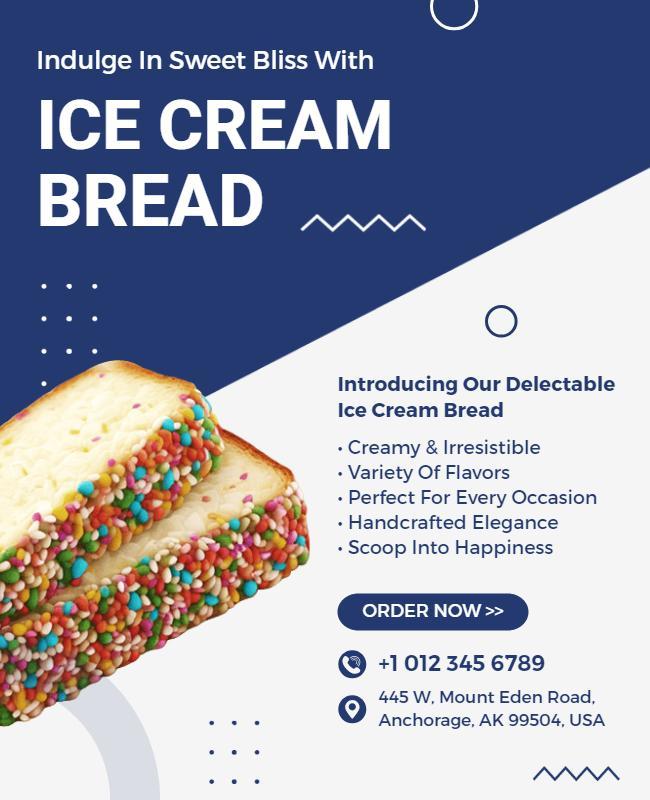 Ice Cream Bread Dessert Promotion Flyer Template