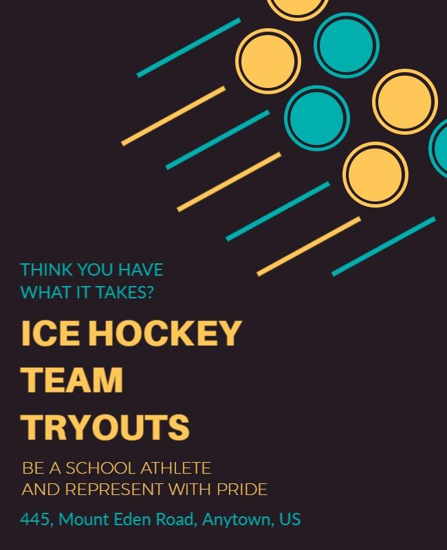 Ice Hockey Team Tryouts Flyer Template