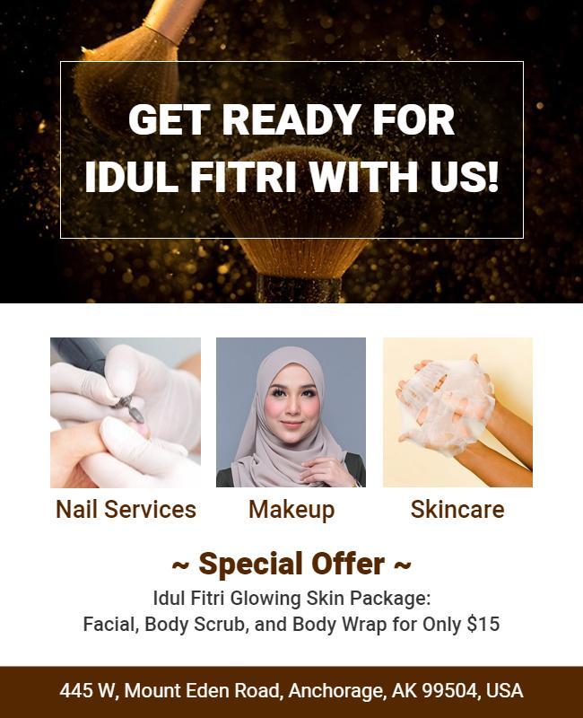 Idul Fitri Beauty and Skincare Services Flyer Template