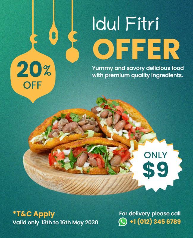 Idul Fitri Delicious Food Offer Flyer Template