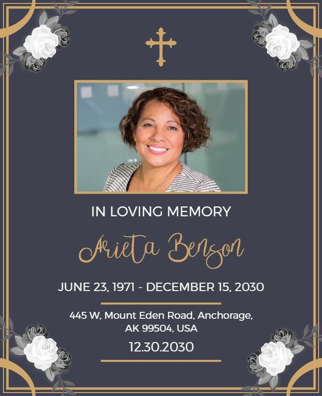 In Loving Memory Memorial Service Flyer Template