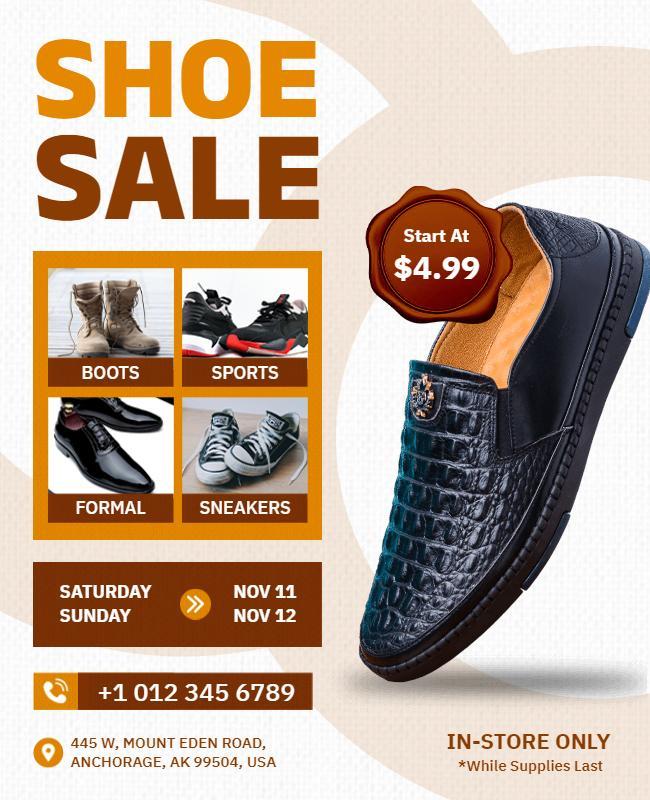 In Store Shoe Sale Promotional Flyer Template