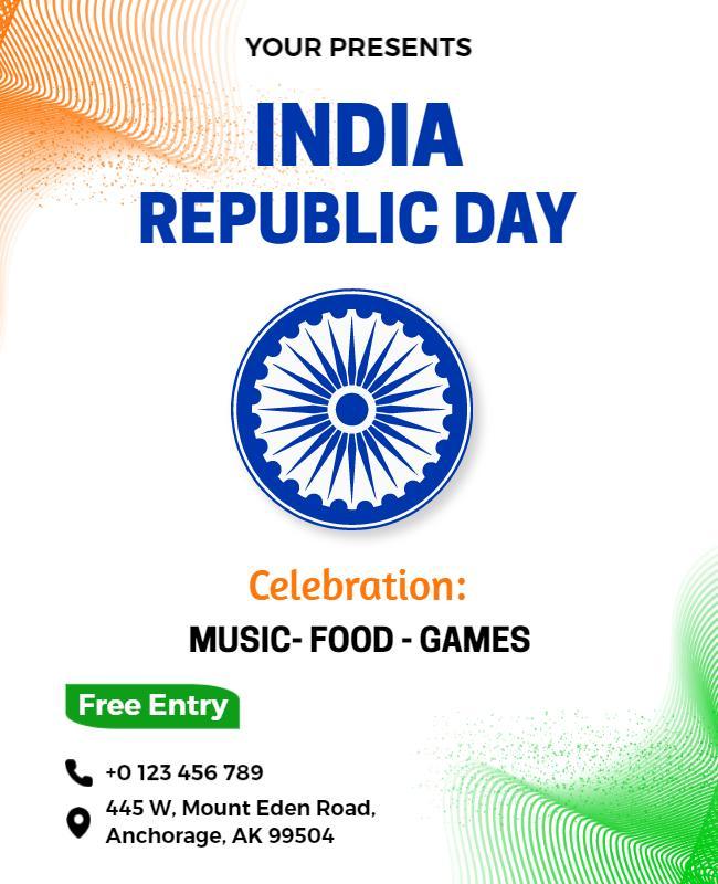 India Republic Day Celebration Flyer Template