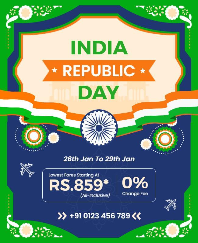 India Republic Day Celebration Flyer Template