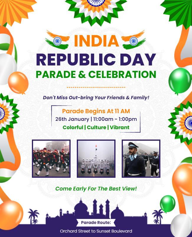 India Republic Day Parade Celebration Flyer Template