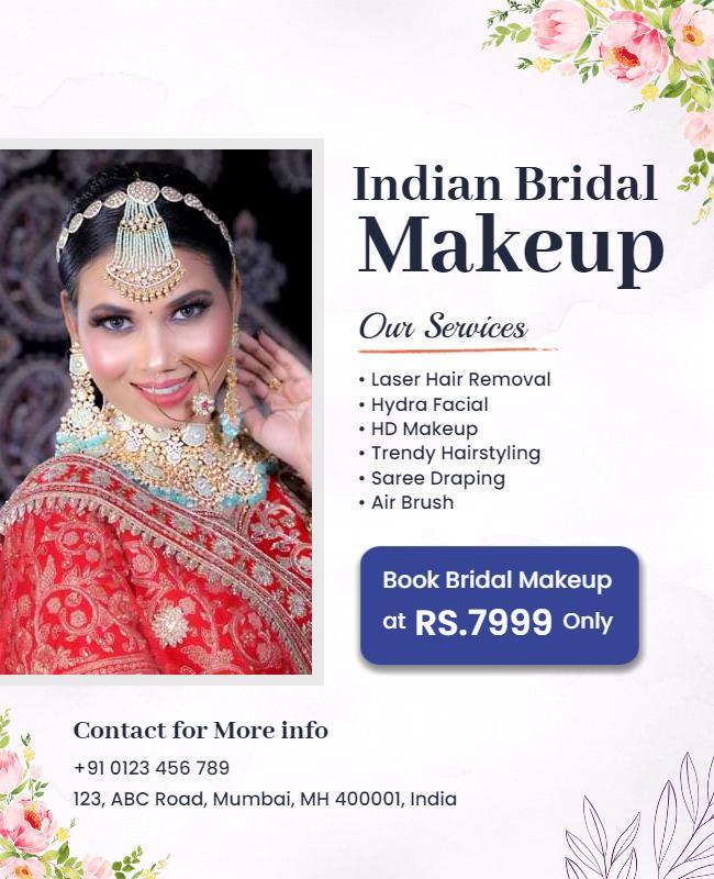 Indian Bridal Makeup Services Flyer Template