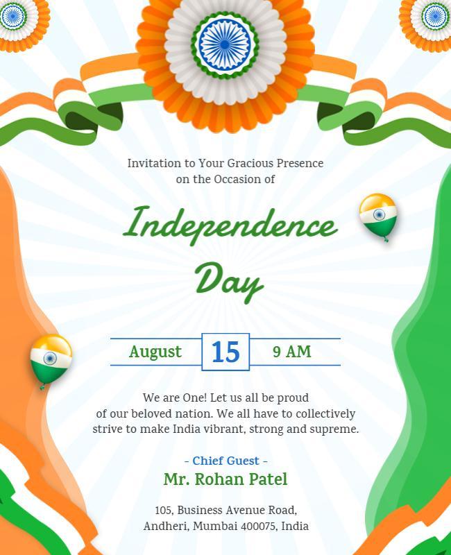 Indian Independence Day Celebration Flyer Template