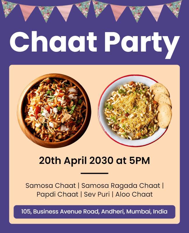 Indian Street Food Festival Chaat Party Flyer Template