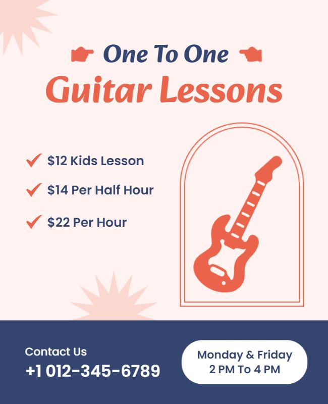 Individual Guitar Lessons Pricing Flyer Template