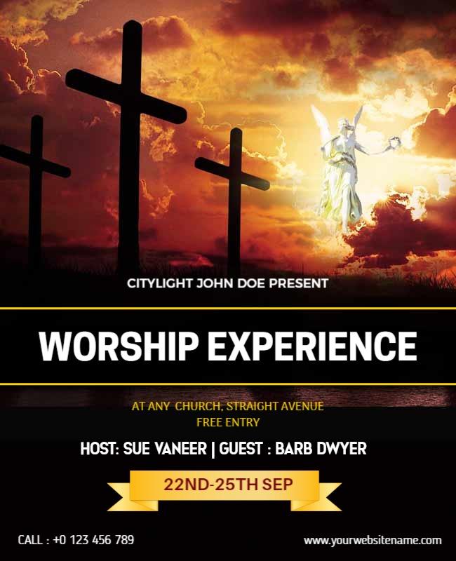 Inspirational Worship Service Flyer Template