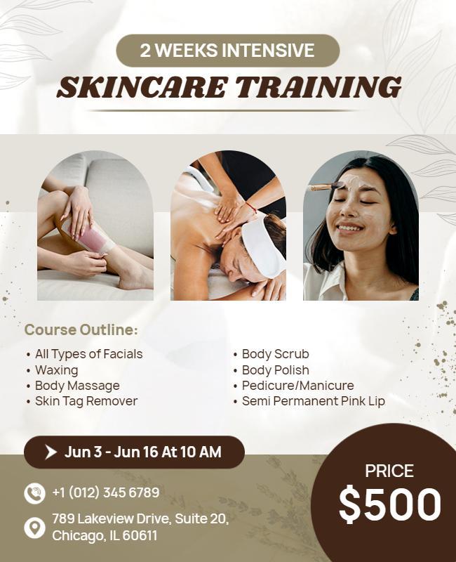 Intensive Skincare Training Course Flyer Template