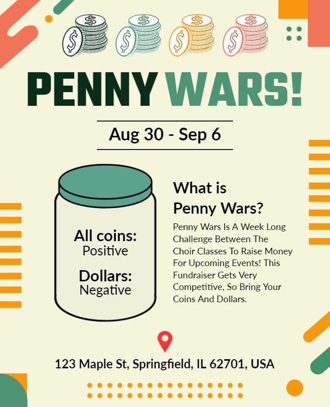 Interactive Penny Wars Fundraiser Flyer Template