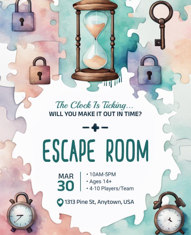 Interactive Puzzle Escape Room Event Flyer Template