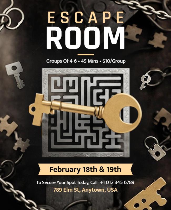 Interactive Puzzle Escape Room Flyer Template