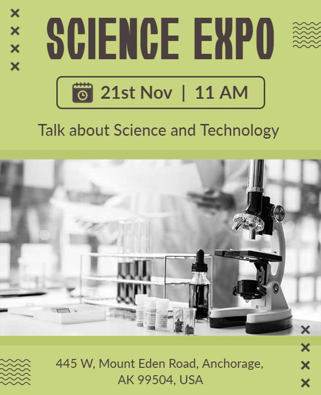 Interactive Science Expo with Technology Discussions Flyer Template