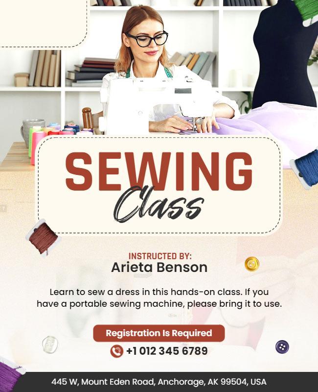 Interactive Sewing Class Workshop Flyer Template