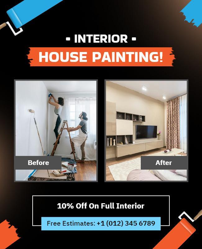 Interior House Painting Promotion Flyer Template