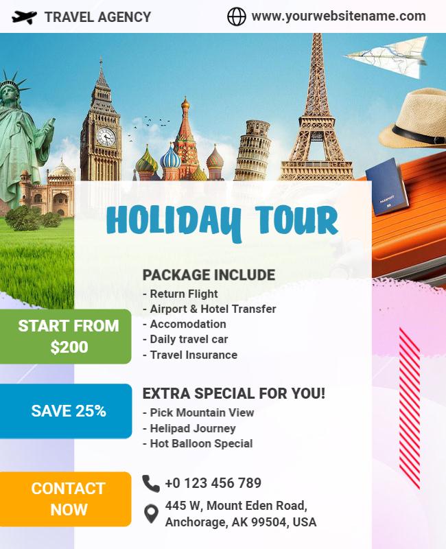 International Landmarks Holiday Tour Flyer Template