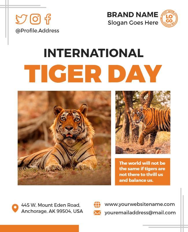 International Tiger Day Awareness Flyer Template