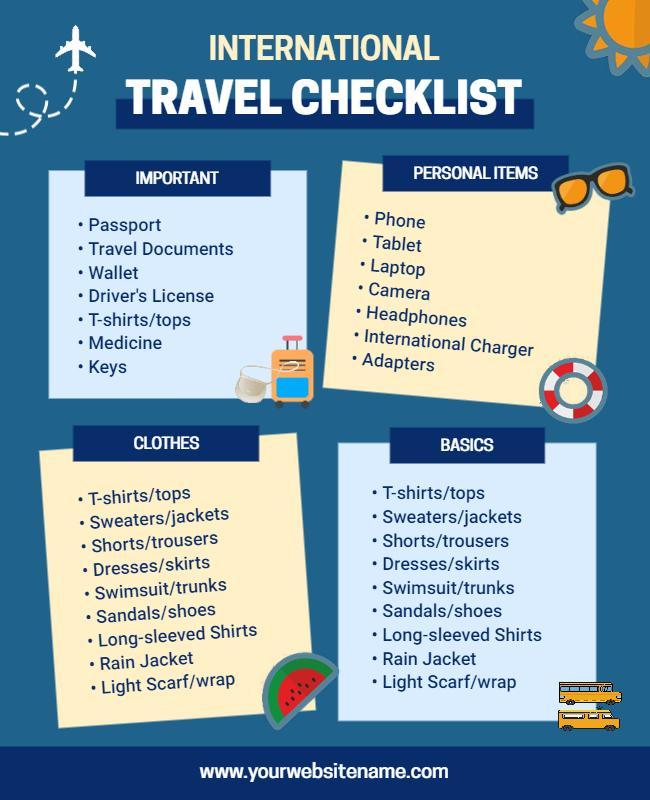 International Travel Checklist Informational Flyer Template