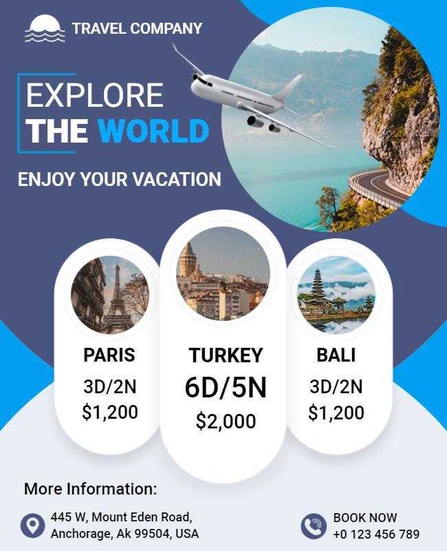 International Travel Vacation Packages Flyer Template