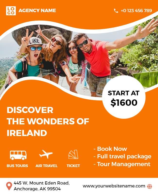 Ireland Adventure Travel Package Flyer Template