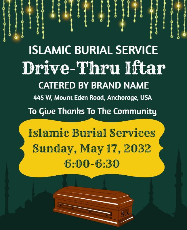 Islamic Burial Service Drive Thru Iftar Flyer Template