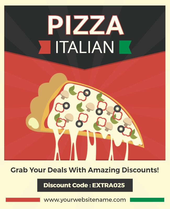 Italian Pizza Promotion Discount Flyer Template